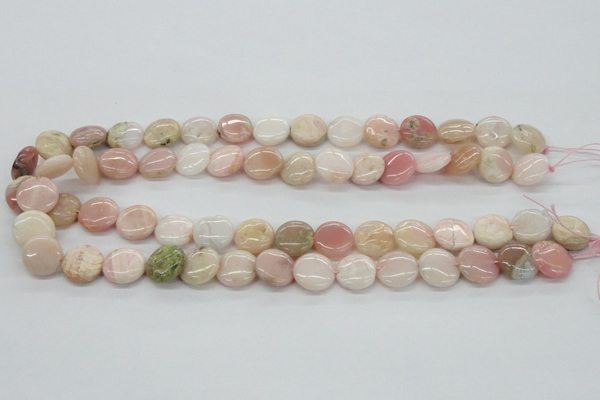 COP09 15.5 inches 14mm flat round natural pink opal beads wholesale