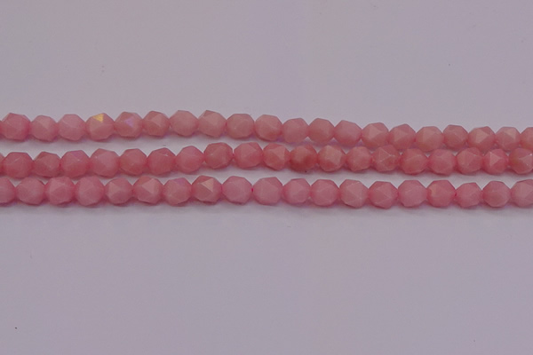 COP1222 15.5 inches 8mm faceted nuggets Chinese pink opal beads