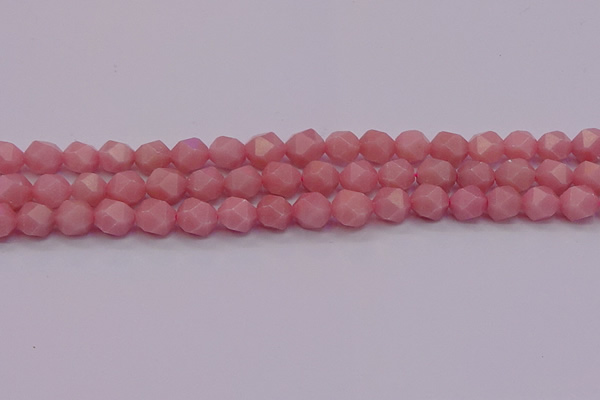 COP1223 15.5 inches 10mm faceted nuggets Chinese pink opal beads