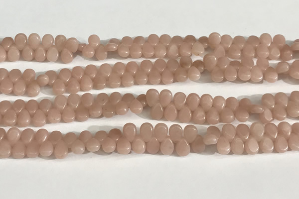 COP1246 15.5 inches 5*7mm flat teardrop Chinese pink opal beads