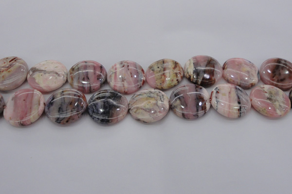 COP1264 15.5 inches 18mm flat round natural pink opal gemstone beads