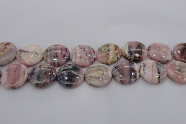 COP1265 15.5 inches 20mm flat round natural pink opal gemstone beads
