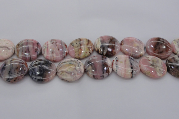 COP1267 15.5 inches 25mm flat round natural pink opal gemstone beads