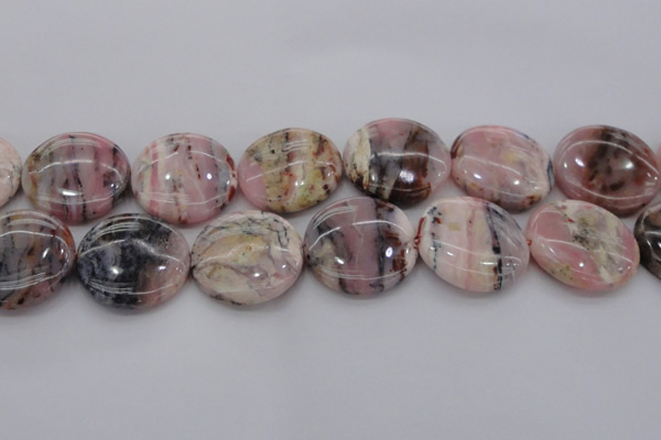 COP1269 15.5 inches 35mm flat round natural pink opal gemstone beads