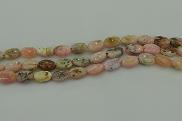 COP1291 15.5 inches 10*14mm oval natural pink opal beads