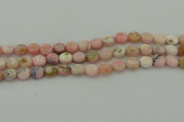 COP1294 15.5 inches 10mm flat round natural pink opal beads