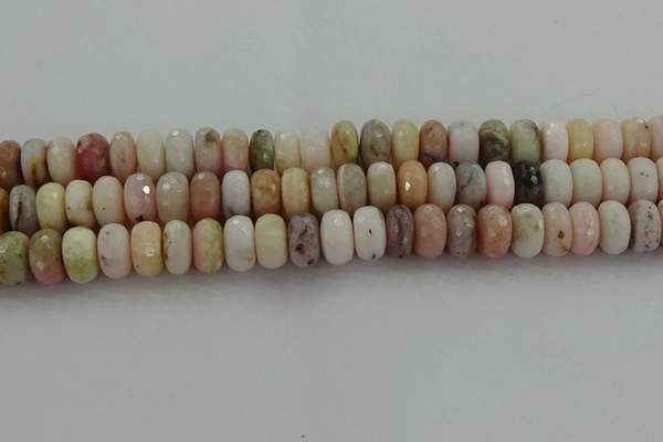 COP1324 15.5 inches 7*12mm faceted rondelle natural pink opal beads
