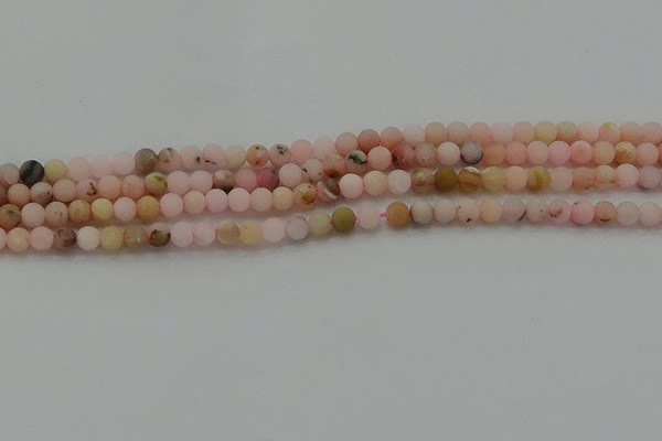 COP1330 15.5 inches 4mm round matte natural pink opal gemstone beads
