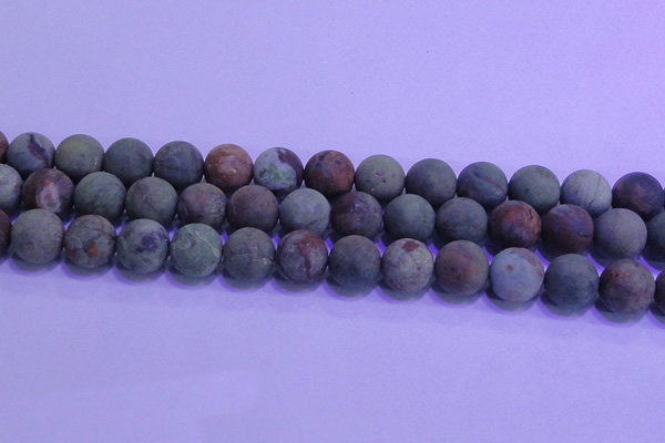 COP1354 15.5 inches 12mm round matte green opal gemstone beads