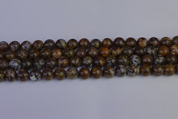 COP1374 15.5 inches 12mm round fire lace opal beads wholesale