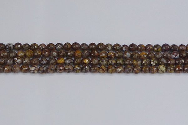 COP1387 15.5 inches 6mm faceted round fire lace opal beads