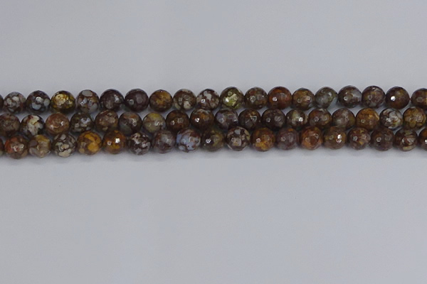 COP1388 15.5 inches 8mm faceted round fire lace opal beads