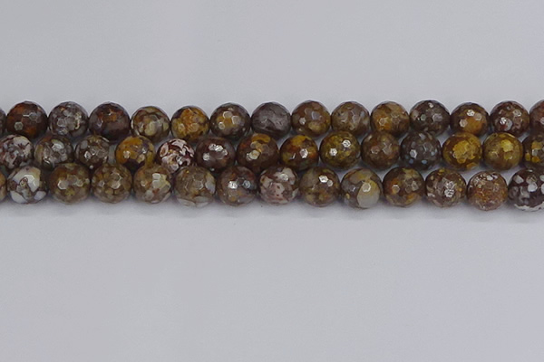 COP1390 15.5 inches 12mm faceted round fire lace opal beads