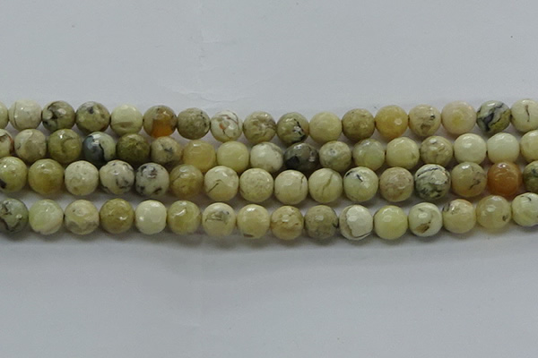 COP1472 15.5 inches 8mm faceted round African opal gemstone beads
