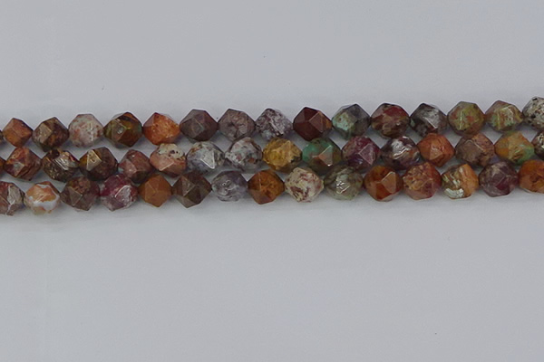 COP1502 15.5 inches 10mm faceted nuggets African green opal beads