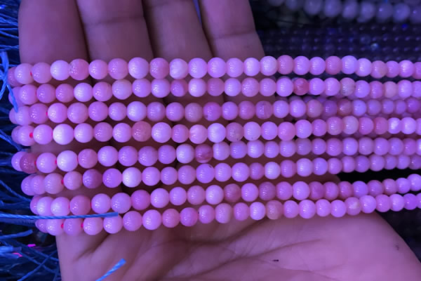 COP1525 15.5 inches 4mm round natural pink opal gemstone beads
