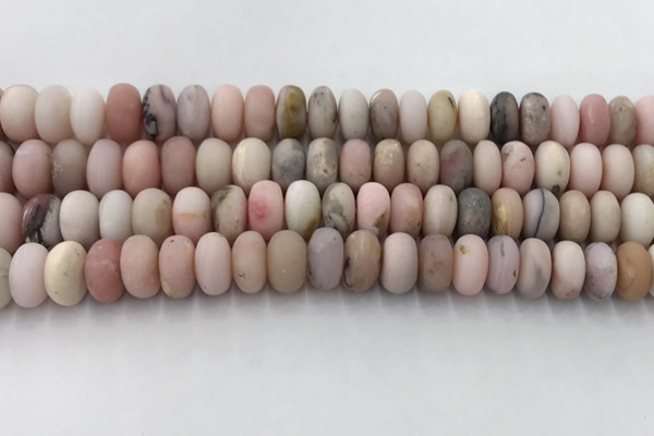 COP1548 15.5 inches 6*10mm rondelle matte natural pink opal beads