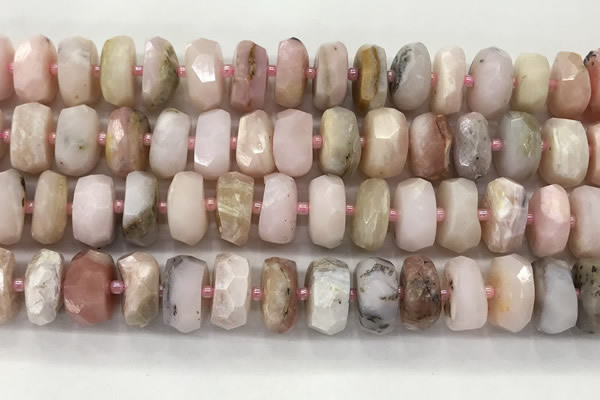 COP1554 15.5 inches 6*13mm - 8*14mm faceted tyre natural pink opal beads