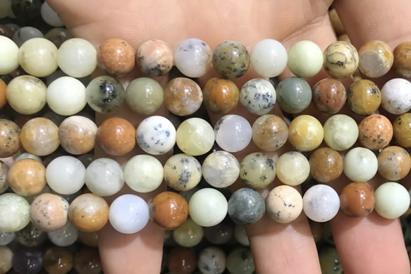 COP1568 15.5 inches 8mm round yellow moss opal beads wholesale