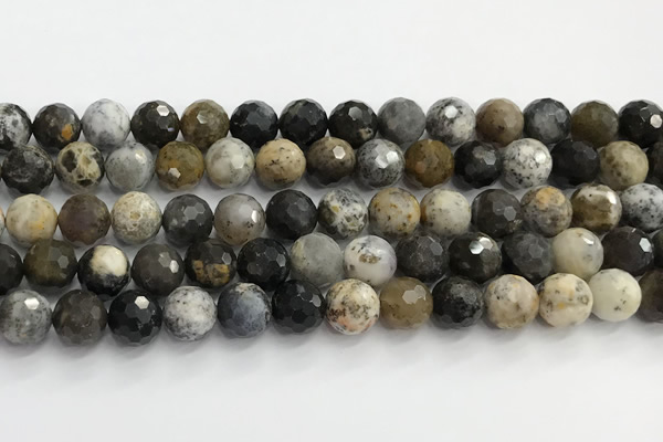 COP1612 15.5 inches 12mm faceted round moss opal beads