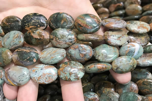 COP1654 15.5 inches 15*20mm oval green opal gemstone beads