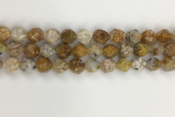 COP1678 15.5 inches 12mm faceted nuggets yellow opal gemstone beads
