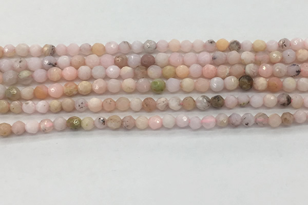 COP1710 15.5 inches 4mm faceted round natural pink opal beads