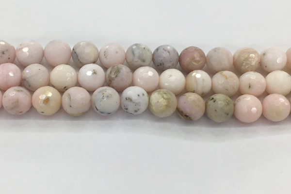 COP1715 15.5 inches 14mm faceted round natural pink opal beads