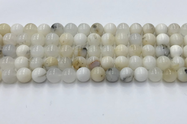 COP1726 15.5 inches 8mm round white opal beads wholesale