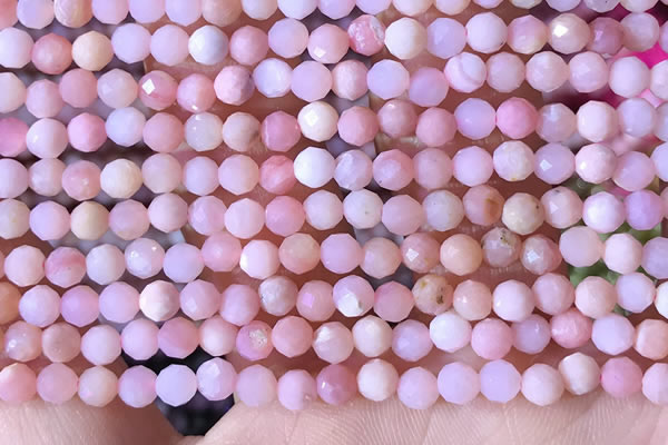 COP1740 15.5 inches 4mm faceted round natural pink opal beads