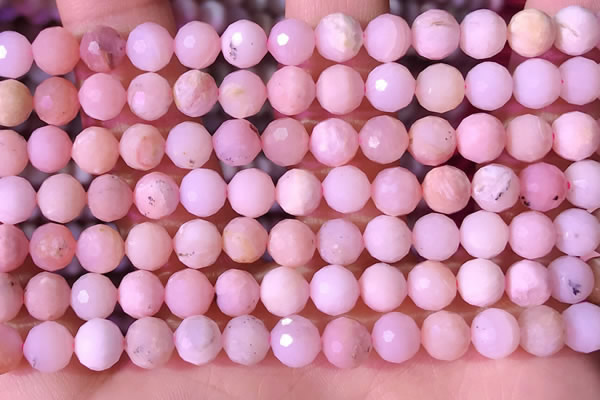 COP1743 15.5 inches 6mm - 7mm faceted round natural pink opal beads