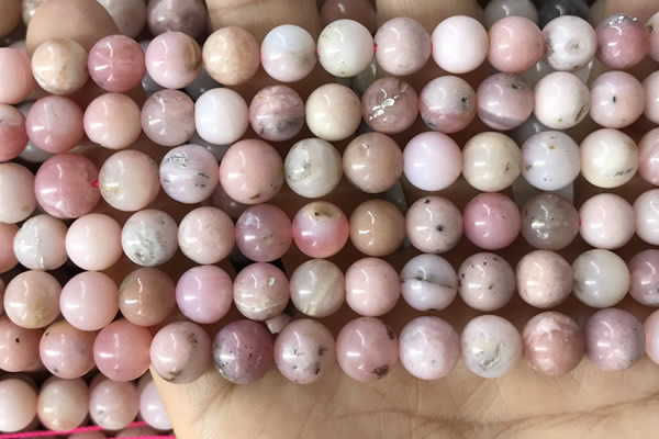 COP1749 15.5 inches 8mm round natural pink opal beads wholesale