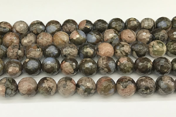 COP1813 15 inches 12mm faceted round grey opal beads