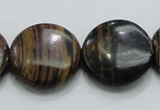 COP214 15.5 inches 25mm flat round natural brown opal gemstone beads