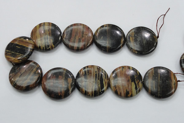 COP230 15.5 inches 40mm flat round natural brown opal gemstone beads