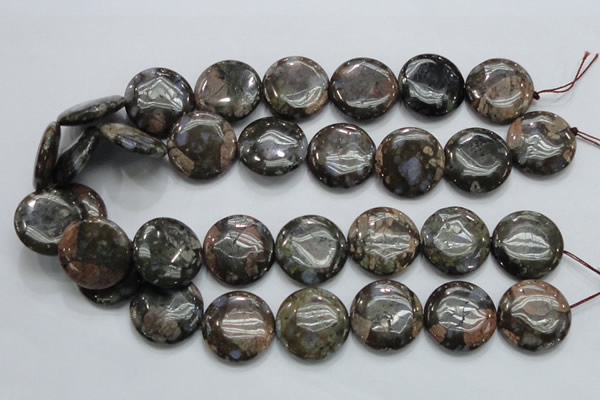 COP252 15.5 inches 25mm flat round natural grey opal gemstone beads