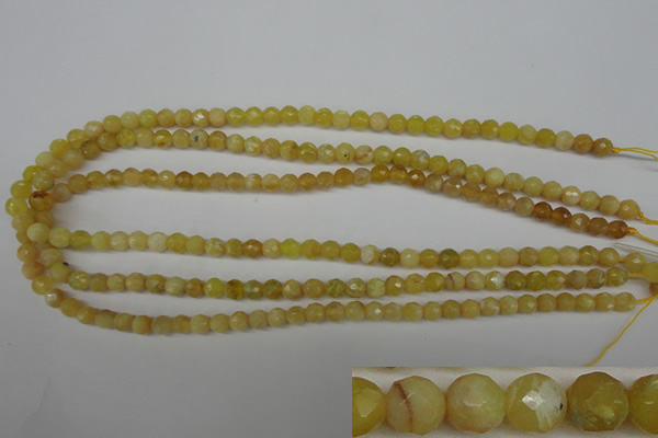 COP334 15.5 inches 6mm faceted round yellow opal gemstone beads