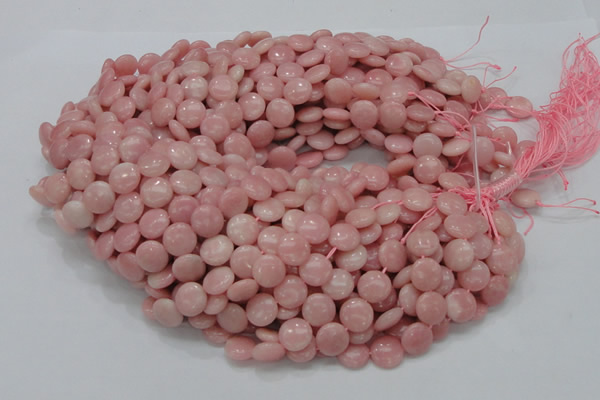 COP414 15.5 inches 12mm flat round Chinese pink opal gemstone beads