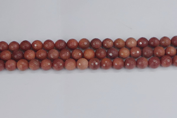 COP444 15.5 inches 10mm faceted round African blood jasper beads