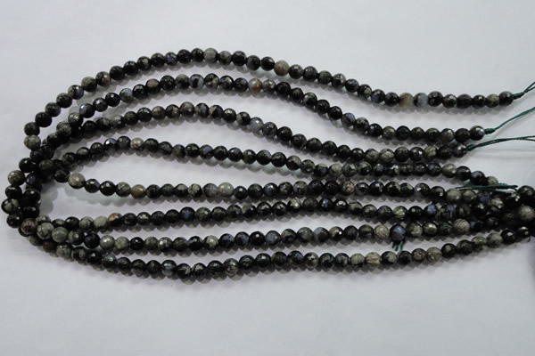 COP461 15.5 inches 6mm faceted round natural grey opal gemstone beads