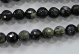 COP462 15.5 inches 8mm faceted round natural grey opal gemstone beads