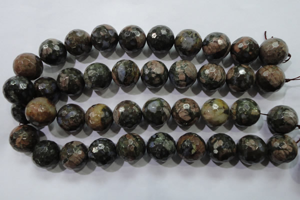COP468 15.5 inches 20mm faceted round natural grey opal gemstone beads