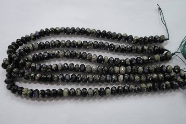 COP475 15.5 inches 6*10mm faceted rondelle natural grey opal beads