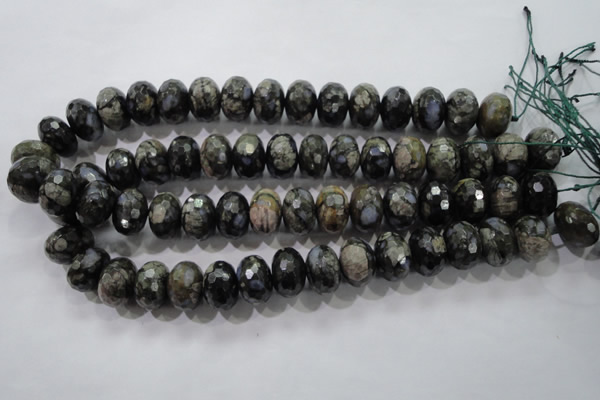 COP478 15.5 inches 13*18mm faceted rondelle natural grey opal beads