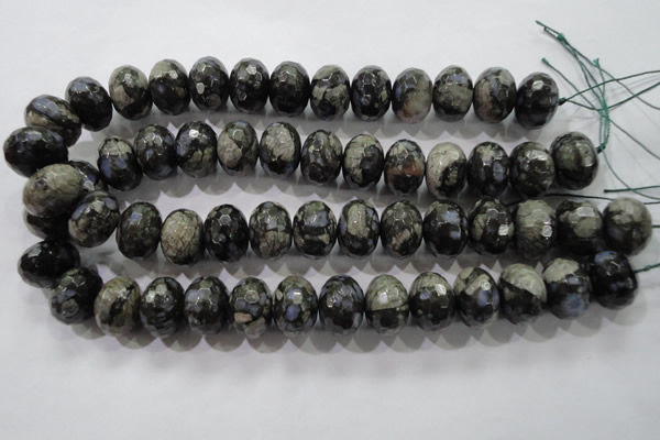COP479 15.5 inches 15*20mm faceted rondelle natural grey opal beads