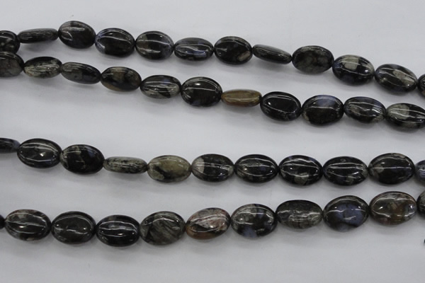 COP496 15.5 inches 10*14mm oval natural grey opal gemstone beads