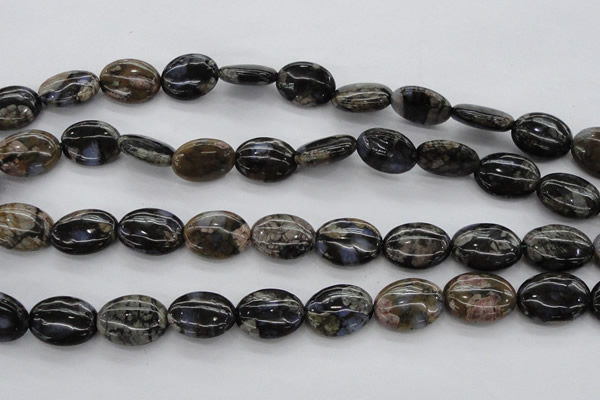 COP497 15.5 inches 12*16mm oval natural grey opal gemstone beads