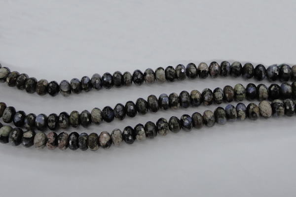 COP498 15.5 inches 5*8mm faceted rondelle natural grey opal beads