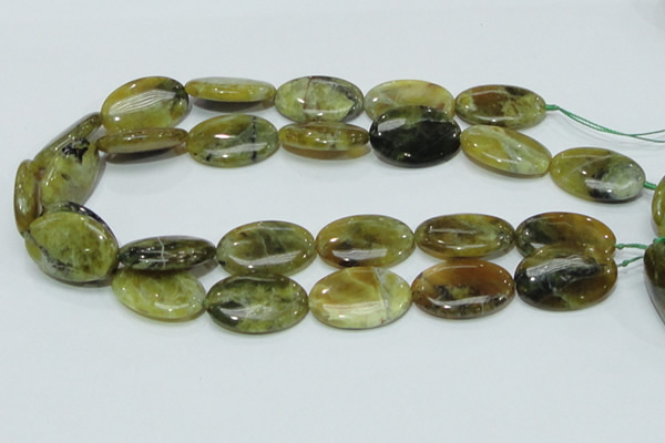 COP555 15.5 inches 20*30mm oval yellow & green natural opal beads