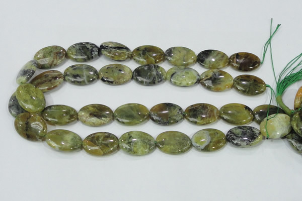 COP564 15.5 inches 18*25mm oval natural yellow & green opal beads